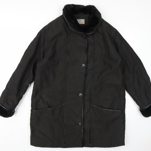 Daxon Womens Black Overcoat Coat Size 16 Button