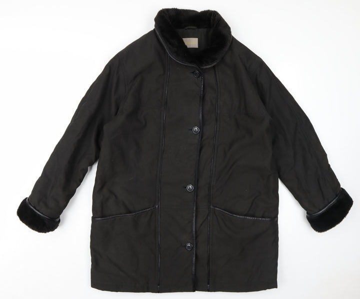 Daxon Womens Black Overcoat Coat Size 16 Button