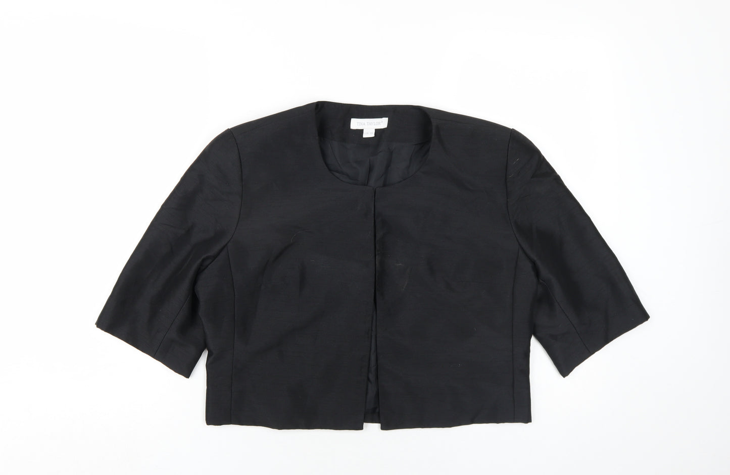 Tina Taylor Womens Black Jacket Size 16 Hook & Eye
