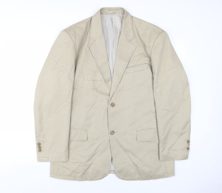 Cohesion Mens Beige Cotton Jacket Blazer Size L Regular