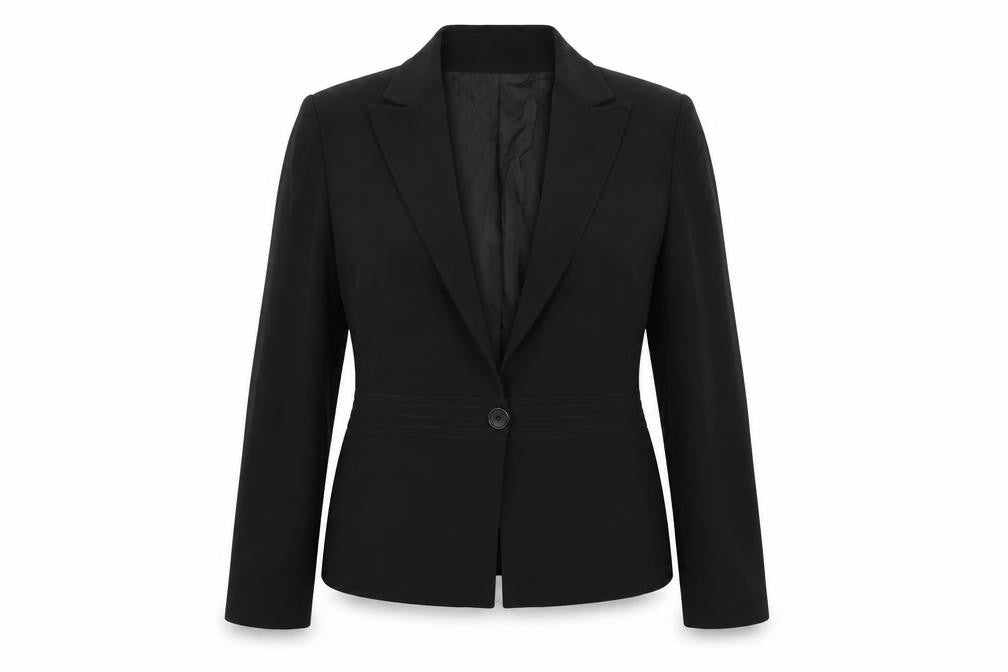 Front view of Gerard Darel women’s black wool jacket blazer, size UK 14