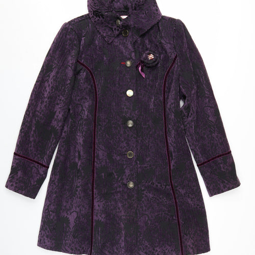 Joe Browns Womens Purple Floral Overcoat Coat Size 14 Button