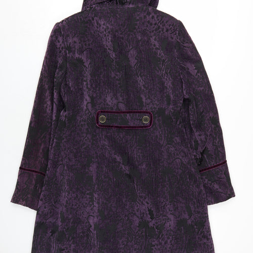 Joe Browns Womens Purple Floral Overcoat Coat Size 14 Button