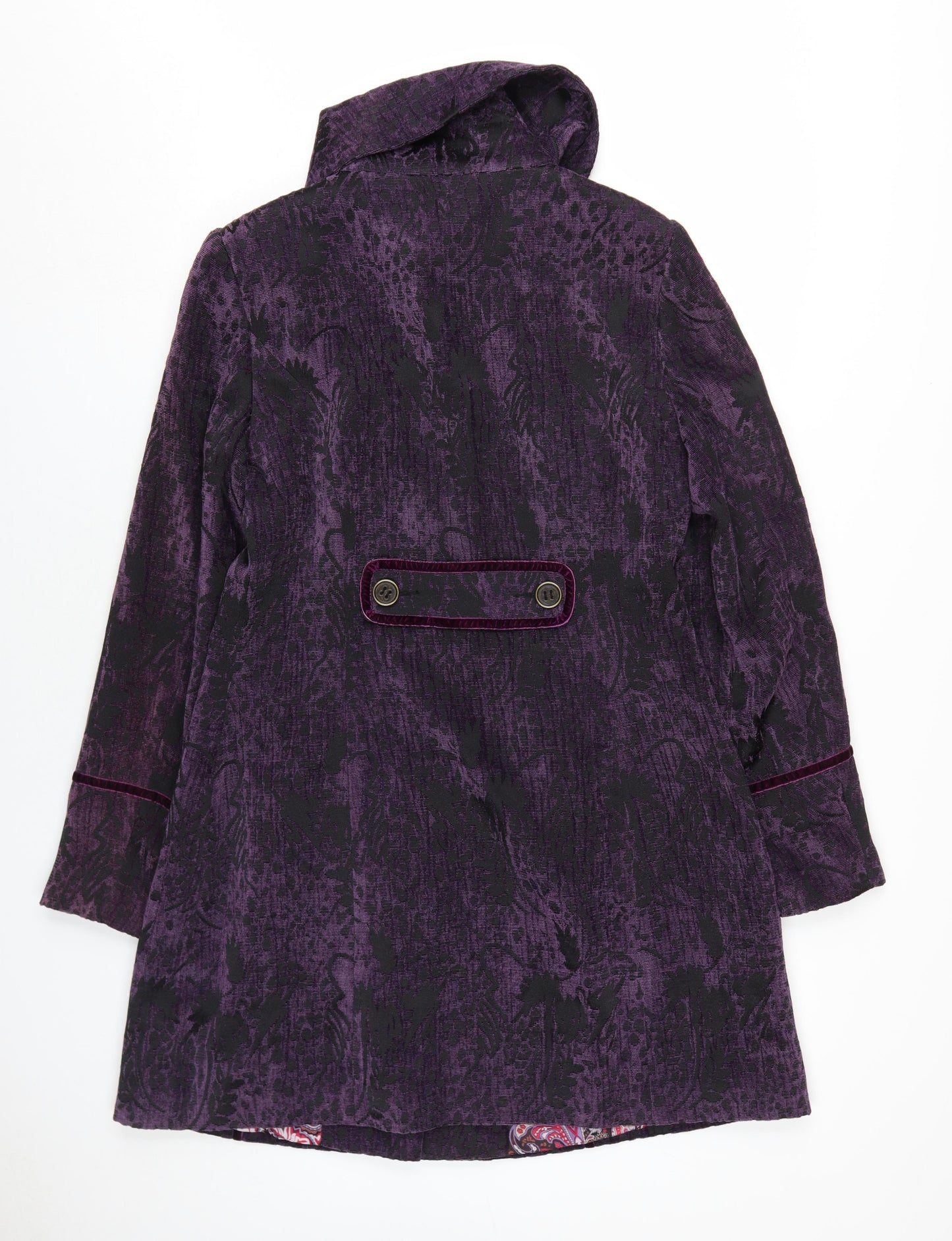 Joe Browns Womens Purple Floral Overcoat Coat Size 14 Button