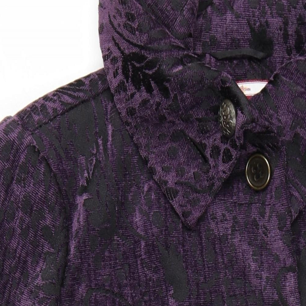 Joe Browns Womens Purple Floral Overcoat Coat Size 14 Button