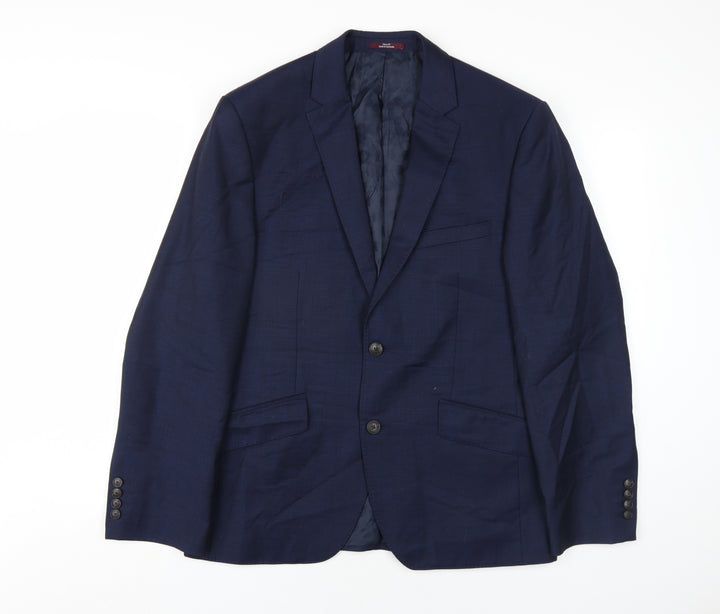Marks and Spencer Mens Blue Wool Jacket Blazer Size 40 Regular