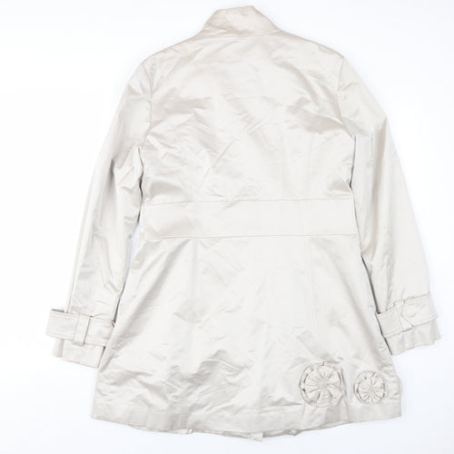 ABS Womens Silver Overcoat Coat Size L Button