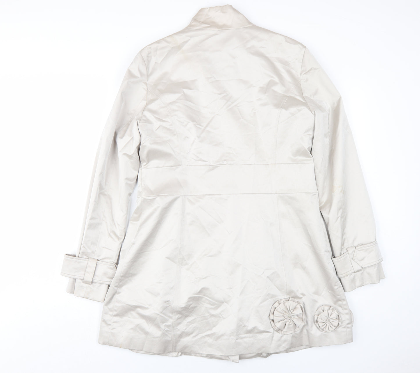 ABS Womens Silver Overcoat Coat Size L Button