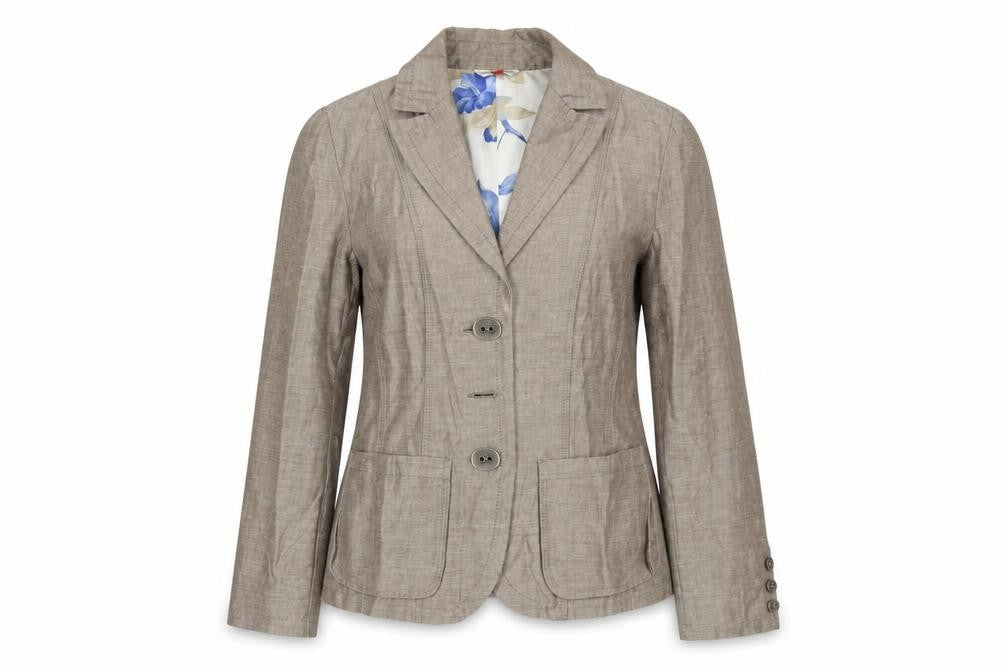 Front view of FSR women’s brown jacket blazer, size UK 8, button