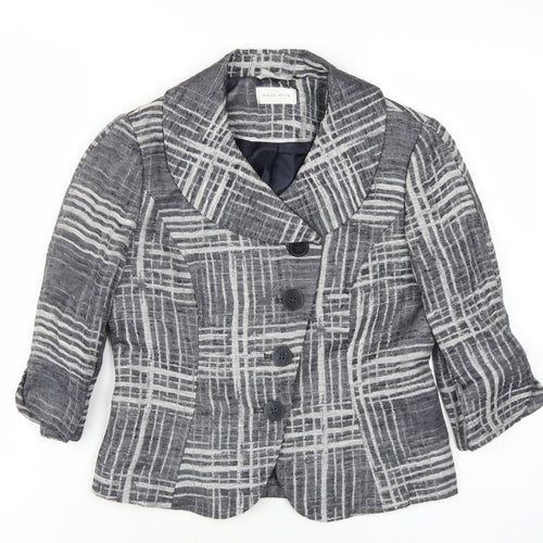 Minuet Womens Grey Plaid Jacket Size 10 Button
