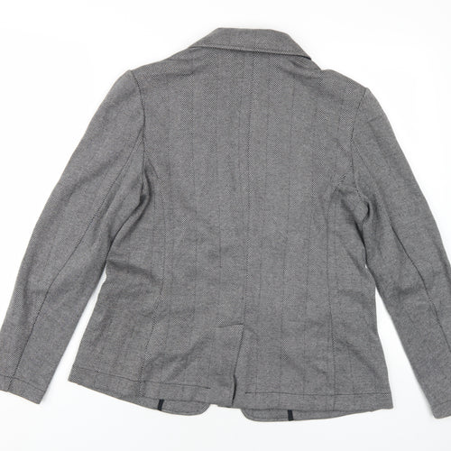 Lands' End Womens Grey Herringbone Jacket Blazer Size S Button
