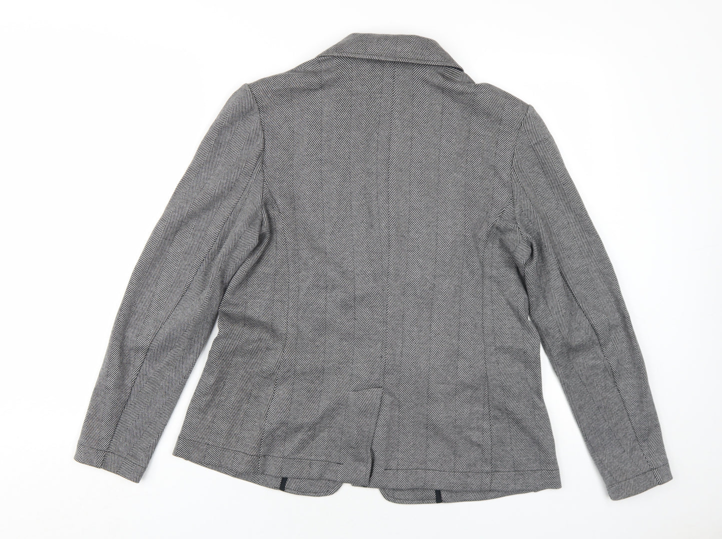 Lands' End Womens Grey Herringbone Jacket Blazer Size S Button