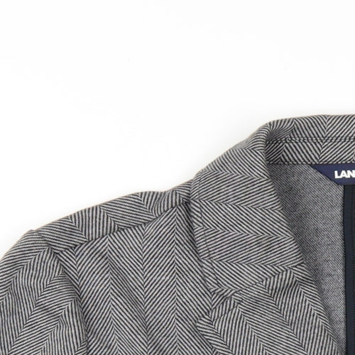 Lands' End Womens Grey Herringbone Jacket Blazer Size S Button
