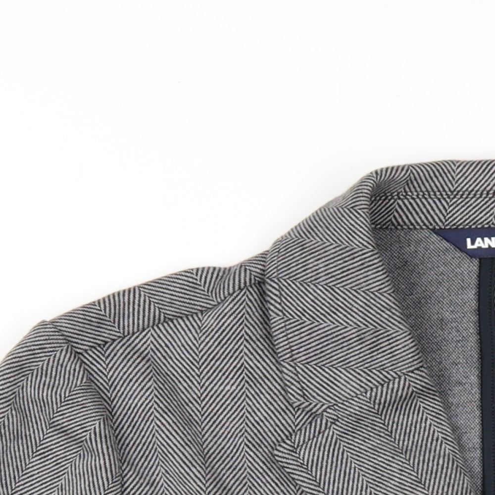 Lands' End Womens Grey Herringbone Jacket Blazer Size S Button
