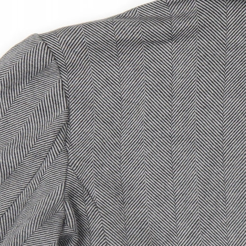 Lands' End Womens Grey Herringbone Jacket Blazer Size S Button