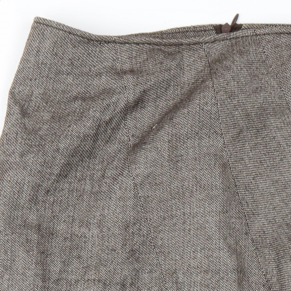 Caroline Biss Womens Brown Wool A-Line Skirt Size 10 Zip