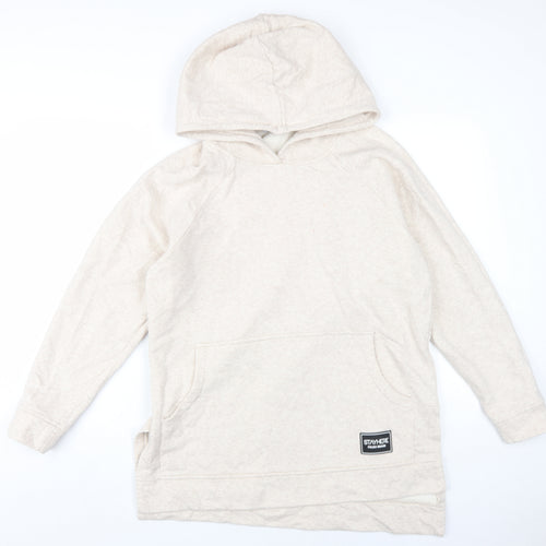 Stay Here Womens Beige Cotton Pullover Hoodie Size L Pullover