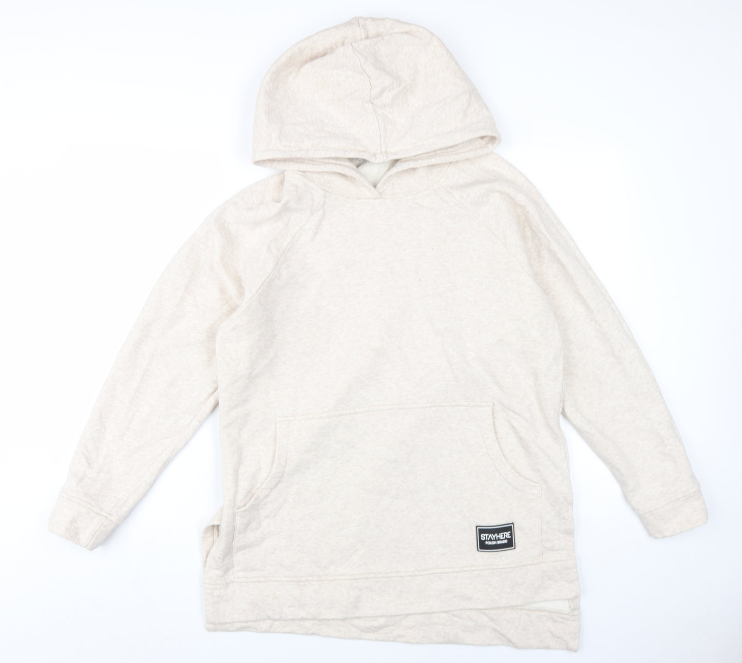 Stay Here Womens Beige Cotton Pullover Hoodie Size L Pullover