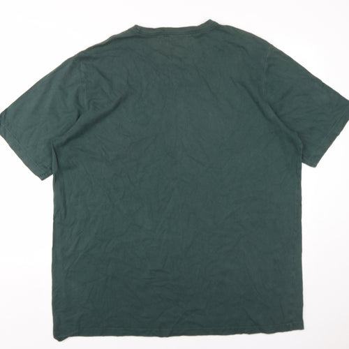 Lands' End Mens Green Cotton T-Shirt Size XL Round Neck