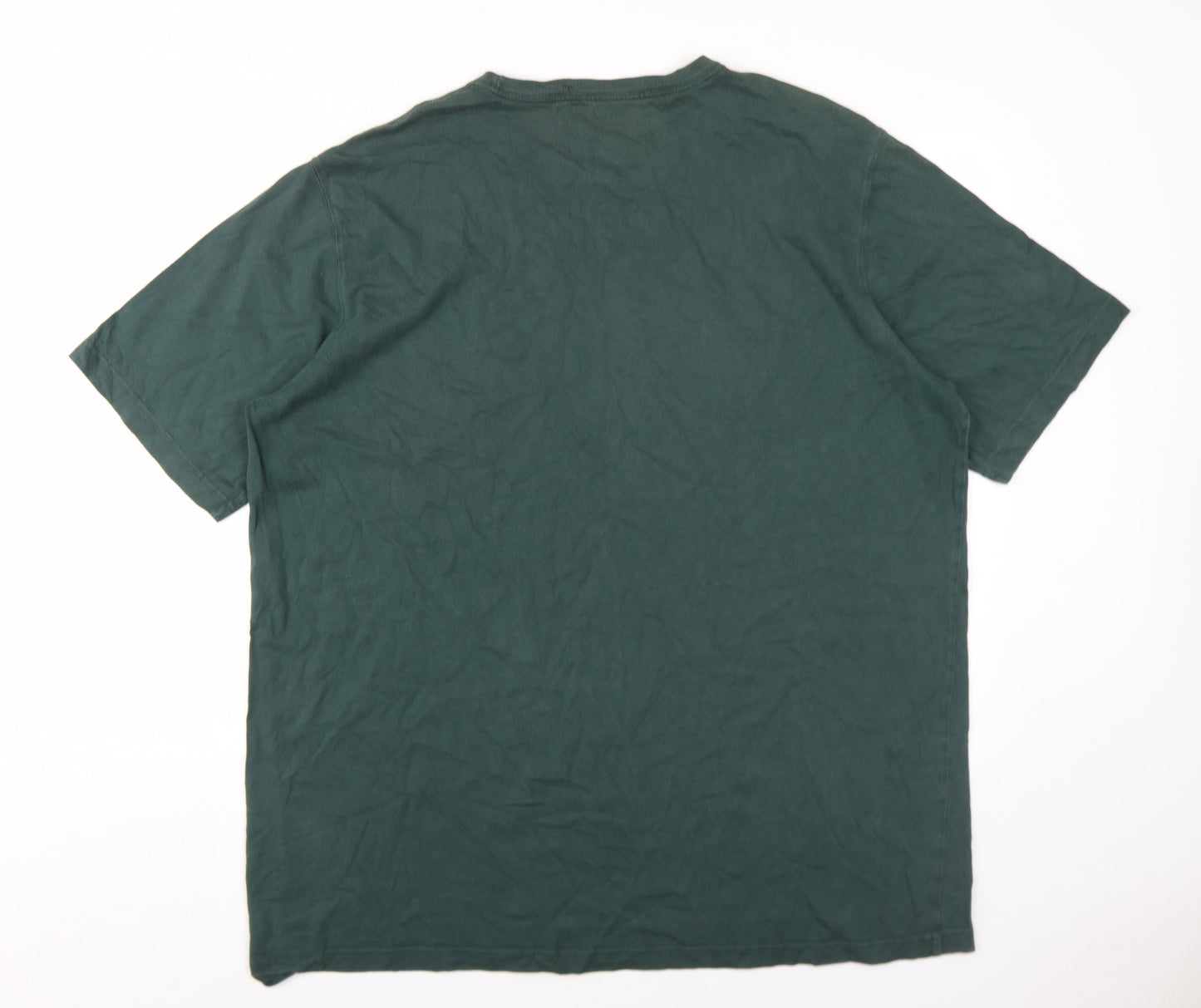 Lands' End Mens Green Cotton T-Shirt Size XL Round Neck