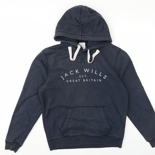 Jack Wills Mens Blue Cotton Pullover Hoodie Size M