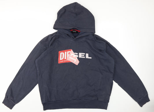 Diesel Mens Blue Cotton Pullover Hoodie Size L