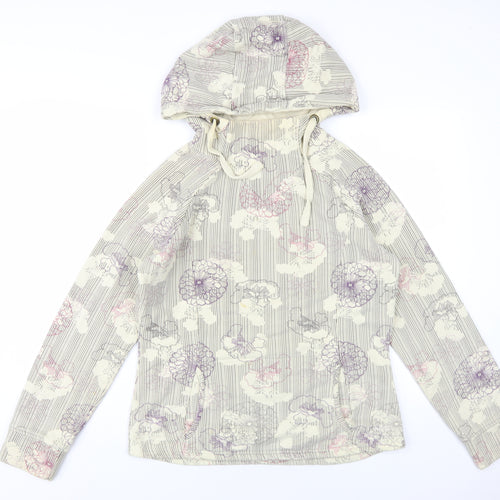 Fat Face Womens Ivory Floral Cotton Pullover Hoodie Size 12 Pullover