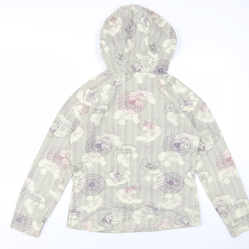 Fat Face Womens Ivory Floral Cotton Pullover Hoodie Size 12 Pullover