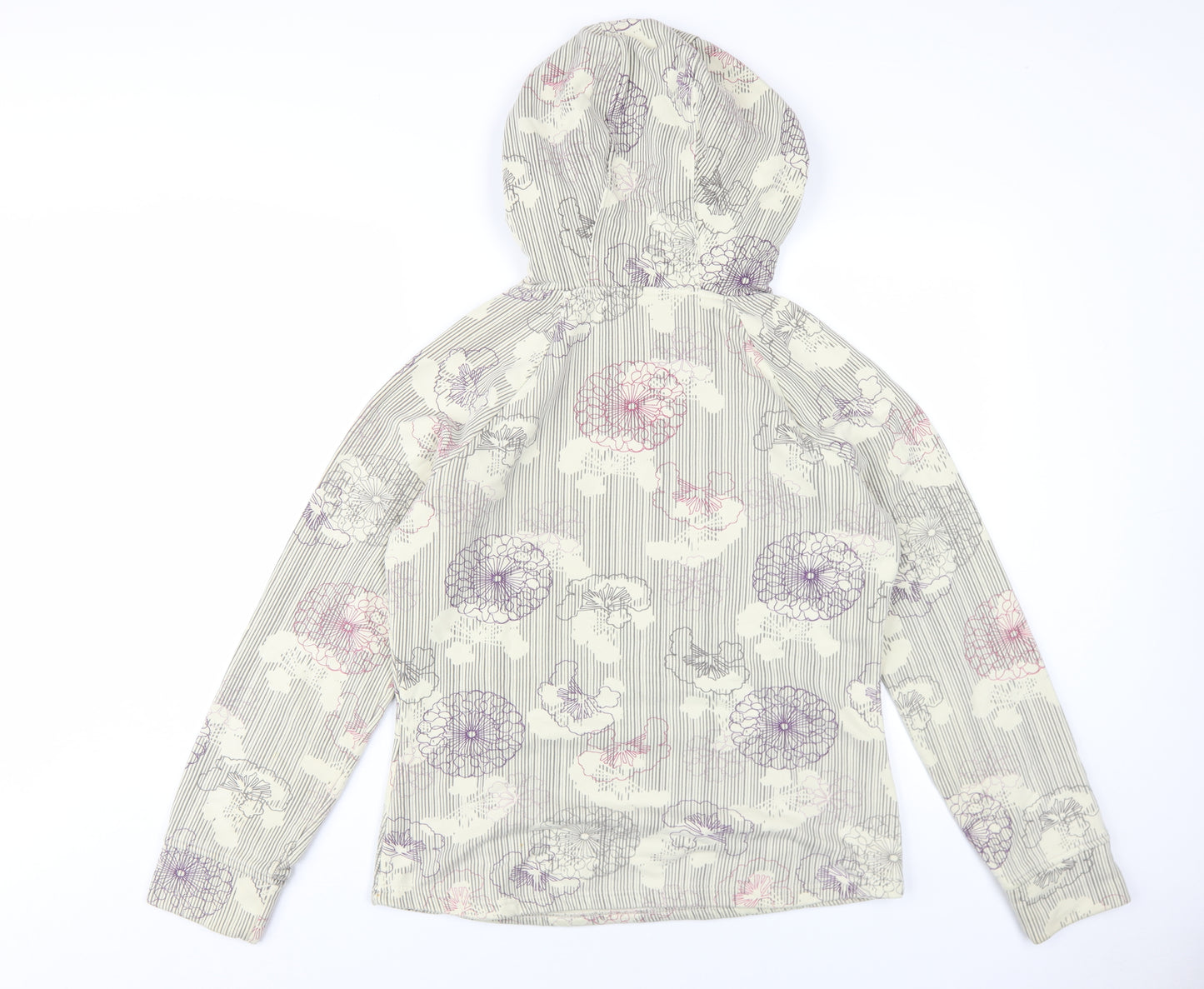 Fat Face Womens Ivory Floral Cotton Pullover Hoodie Size 12 Pullover