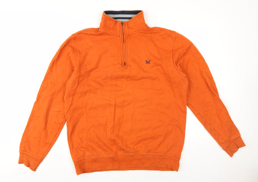 Crew Clothing Mens Orange Cotton Pullover Sweatshirt Size L