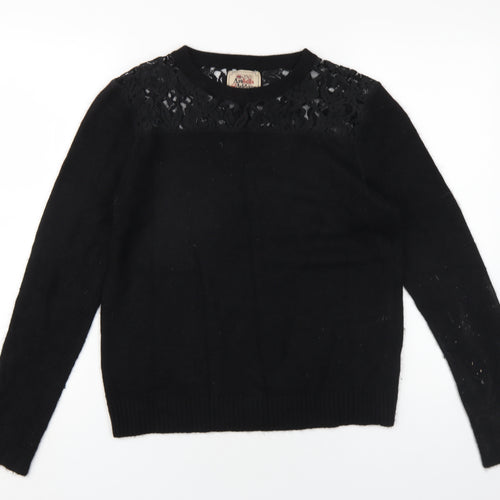 Arabella & Addison Womens Black Round Neck Nylon Pullover Jumper Size M