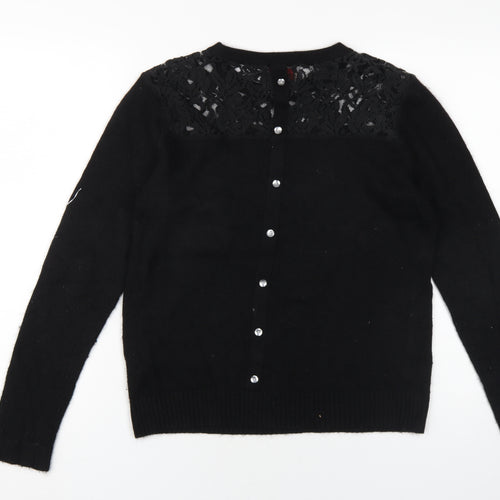 Arabella & Addison Womens Black Round Neck Nylon Pullover Jumper Size M