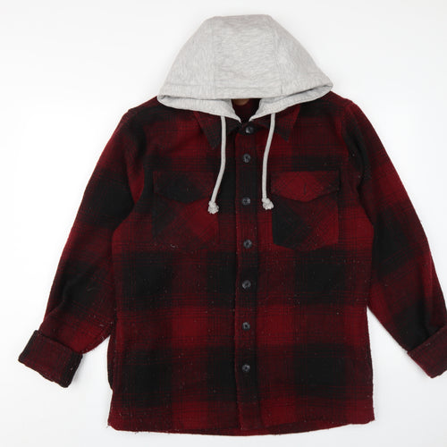 Common People Mens Red Plaid Jacket Size L Zip