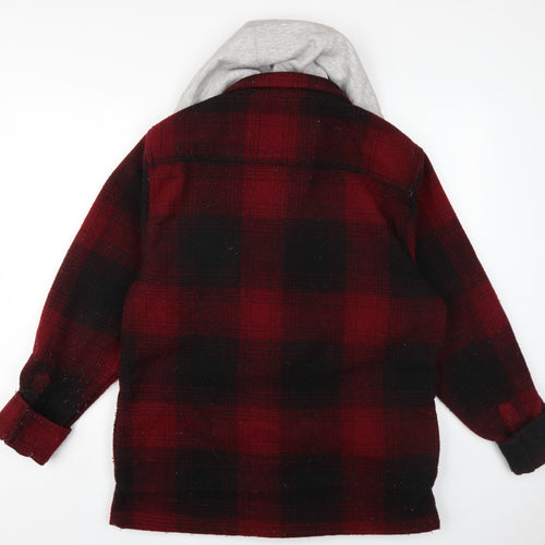 Common People Mens Red Plaid Jacket Size L Zip