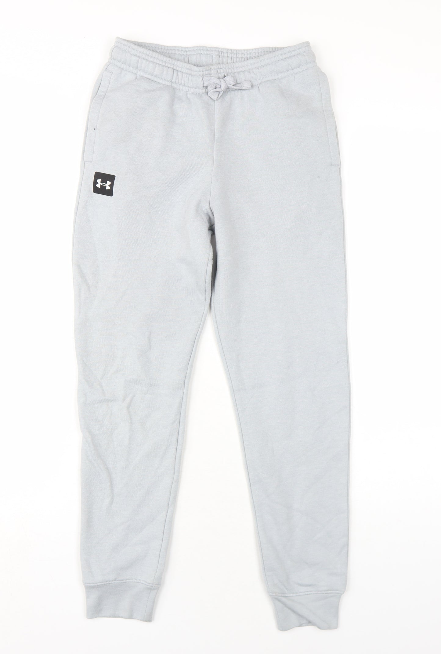 Under armour Boys Grey Cotton Jogger Trousers Size M L26 in Regular Drawstring