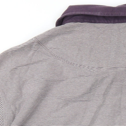 Jeff Banks Mens Purple Striped Cotton Polo Size 2XL Collared Button