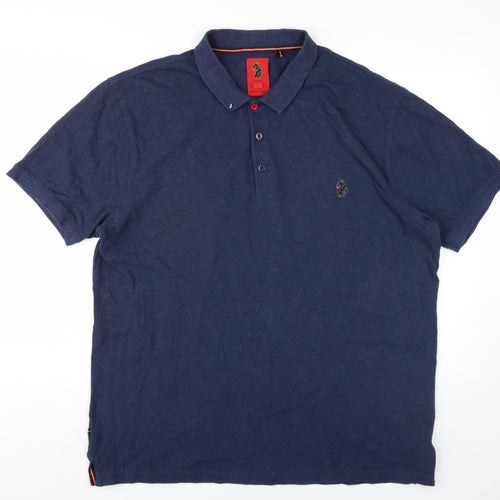 Luke 1977 Mens Blue Cotton Polo Size XL Collared Button