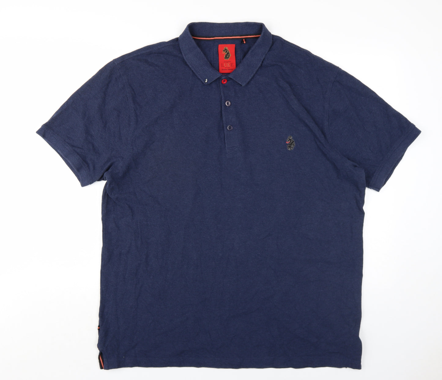 Luke 1977 Mens Blue Cotton Polo Size XL Collared Button