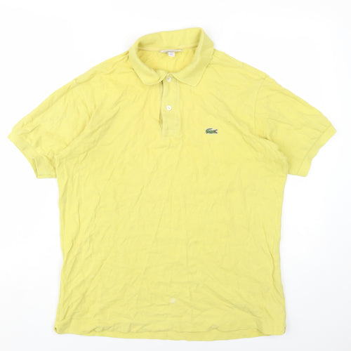 Lacoste Mens Yellow Cotton Polo Size S Collared Button