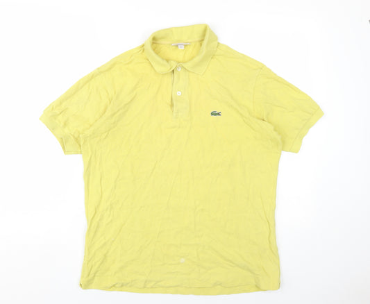 Lacoste Mens Yellow Cotton Polo Size S Collared Button