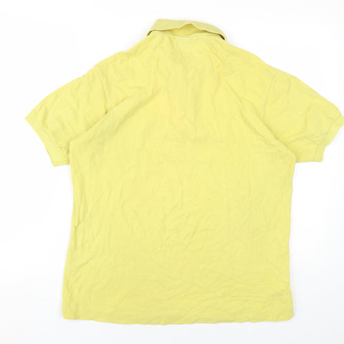 Lacoste Mens Yellow Cotton Polo Size S Collared Button