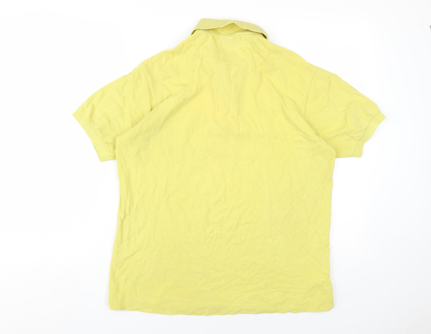 Lacoste Mens Yellow Cotton Polo Size S Collared Button