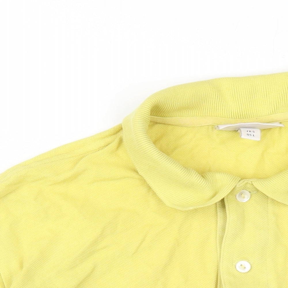 Lacoste Mens Yellow Cotton Polo Size S Collared Button