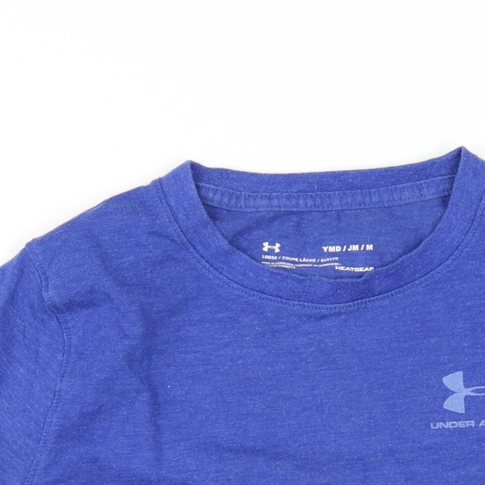 Under armour Boys Blue Cotton Basic T-Shirt Size M Round Neck Pullover