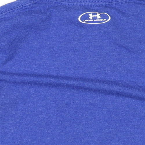 Under armour Boys Blue Cotton Basic T-Shirt Size M Round Neck Pullover