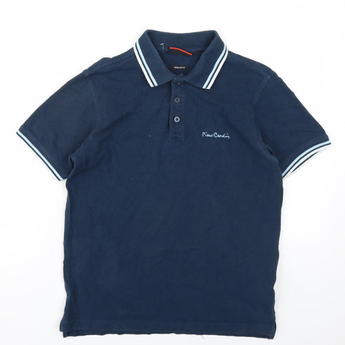 Pierre Cardin Mens Blue Cotton Polo Size S Collared Button