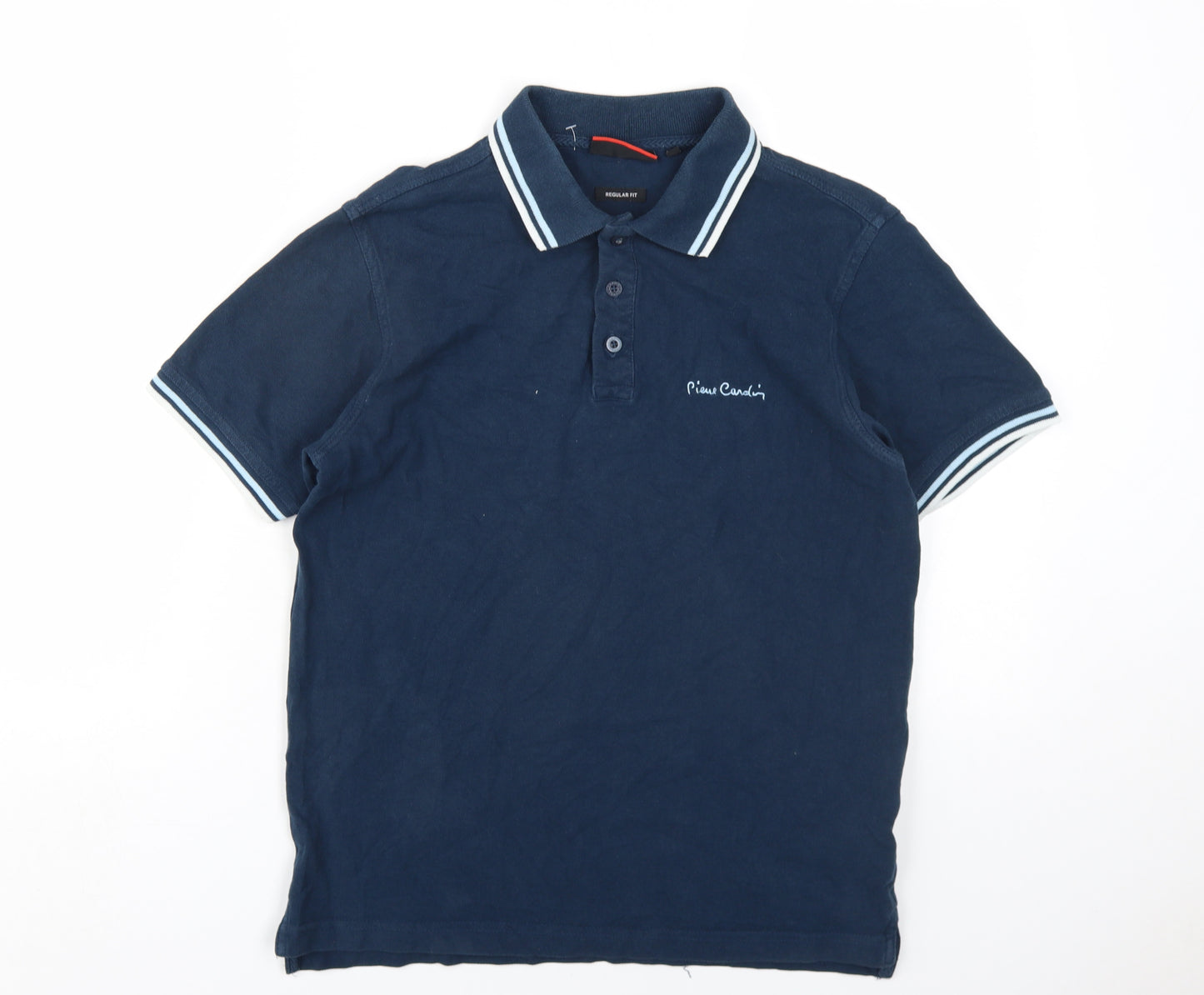 Pierre Cardin Mens Blue Cotton Polo Size S Collared Button