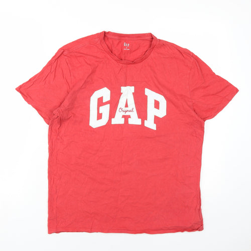 Gap Womens Red Cotton Basic T-Shirt Size M Round Neck