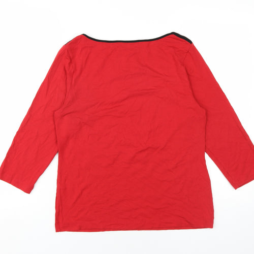 Bianca Womens Red Viscose Basic T-Shirt Size 12 Boat Neck