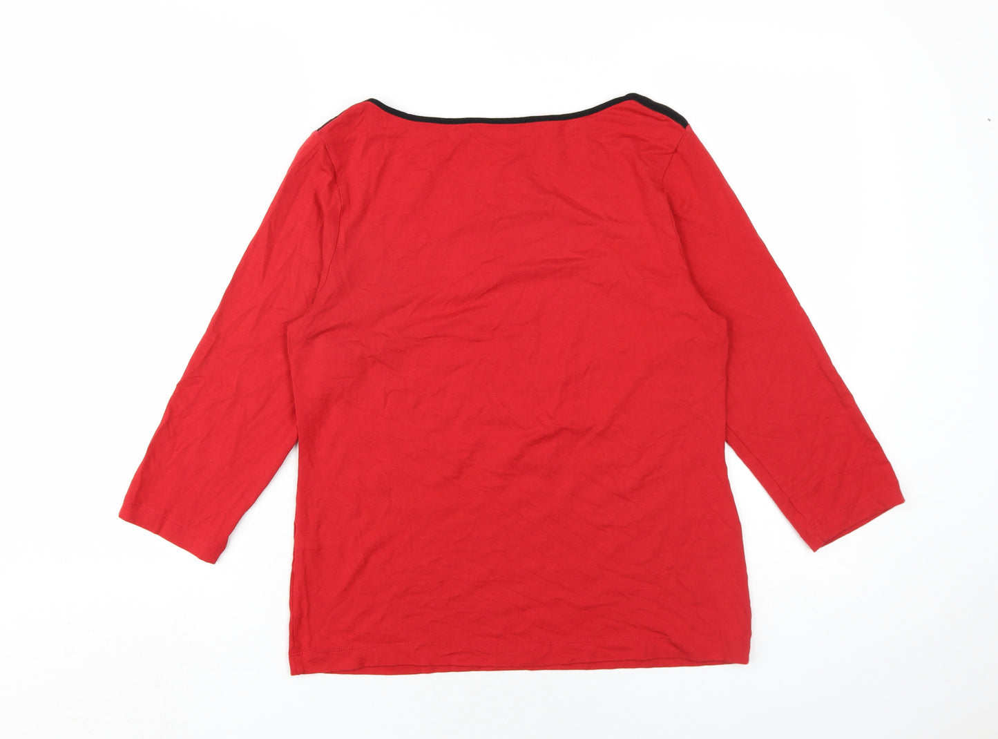 Bianca Womens Red Viscose Basic T-Shirt Size 12 Boat Neck